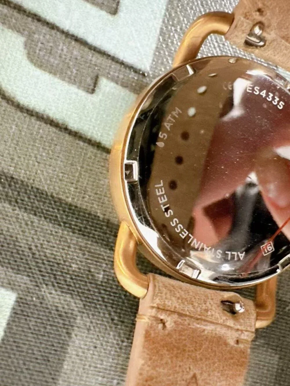Fossil Commuter ES4335 Rose Gold White Dial Beige Leather Quartz Watch